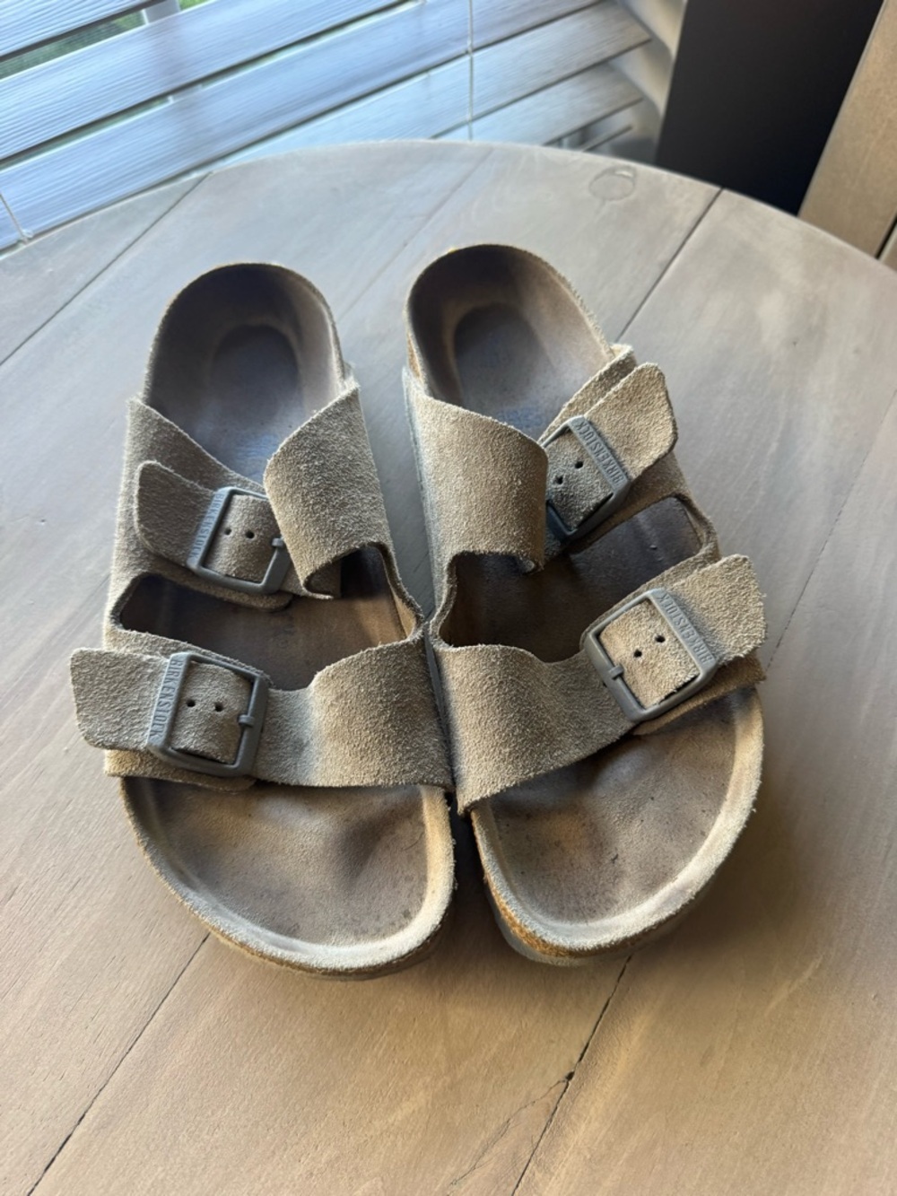 Birkenstock Kids Suede Double-Buckle Sandals in Taupe Gray